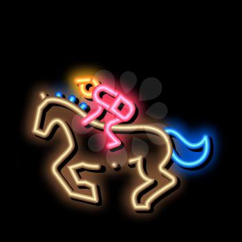 Running Horse neon light sign vector. Glowing bright icon Running Horse sign. transparent symbol illustration