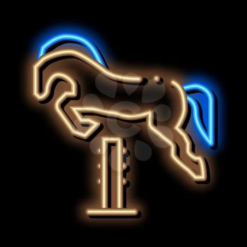 Horseshoe neon light sign vector. Glowing bright icon Horseshoe sign. transparent symbol illustration