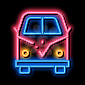 Van Bus neon light sign vector. Glowing bright icon Van Bus sign. transparent symbol illustration
