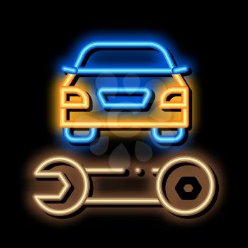 Car Repair Wrench neon light sign vector. Glowing bright icon Car Repair Wrench sign. transparent symbol illustration