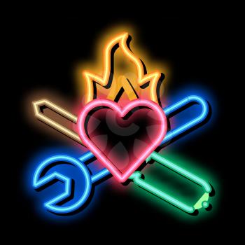 Instrument Heart neon light sign vector. Glowing bright icon Instrument Heart sign. transparent symbol illustration