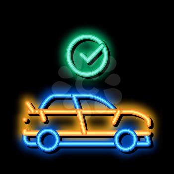 Fixed Car neon light sign vector. Glowing bright icon Fixed Car sign. transparent symbol illustration