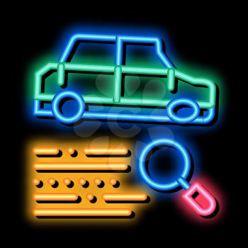 Car Research neon light sign vector. Glowing bright icon Car Research sign. transparent symbol illustration