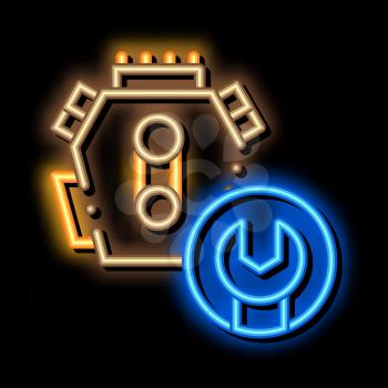 Engine Repair neon light sign vector. Glowing bright icon Engine Repair sign. transparent symbol illustration