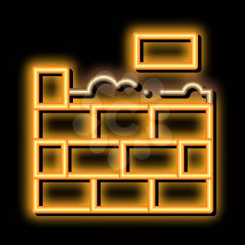 Bricklaying neon light sign vector. Glowing bright icon Bricklying sign. transparent symbol illustration