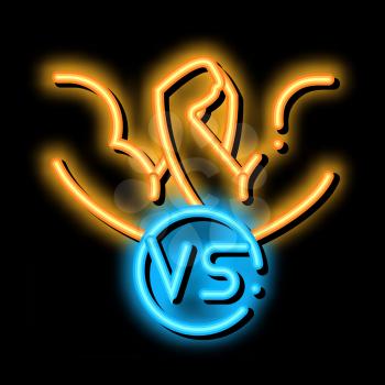 Arm Wrestling neon light sign vector. Glowing bright icon Arm Wrestling sign. transparent symbol illustration
