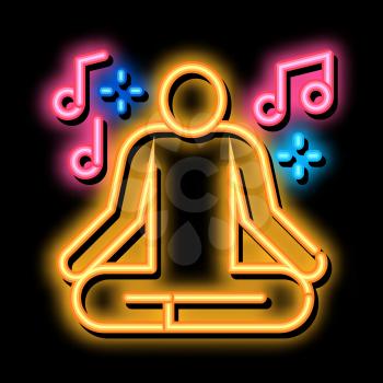 Musical Man Relaxation neon light sign vector. Glowing bright icon Musical Man Relaxation Sign. transparent symbol illustration