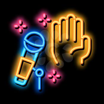 Stop Karaoke neon light sign vector. Glowing bright icon Stop Karaoke Sign. transparent symbol illustration