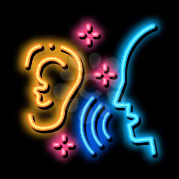 Listening to Human Singing neon light sign vector. Glowing bright icon Listening to Human Singing Sign. transparent symbol illustration