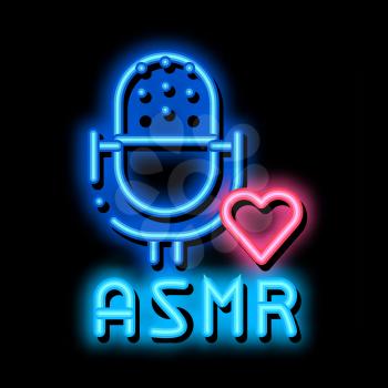 Sound in Microphone Asmr neon light sign vector. Glowing bright icon Sound in Microphone Asmr Sign. transparent symbol illustration