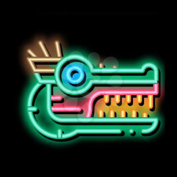 Sacred Totem Animal Head neon light sign vector. Glowing bright icon Sacred Totem Animal Head Sign. transparent symbol illustration
