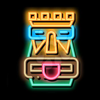 Aztec Totem neon light sign vector. Glowing bright icon Aztec Totem Sign. transparent symbol illustration
