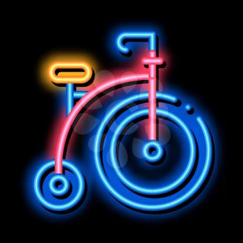 Penny Farthing neon light sign vector. Glowing bright icon Penny Farthing Sign. transparent symbol illustration