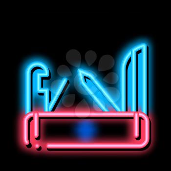 Jackknife neon light sign vector. Glowing bright icon Jackknife Sign. transparent symbol illustration