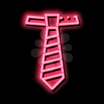 Striped Tie neon light sign vector. Glowing bright icon Striped Tie Sign. transparent symbol illustration