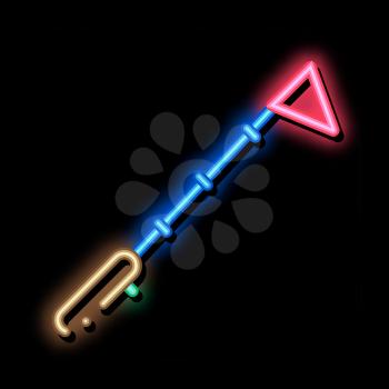 Pointing Flag neon light sign vector. Glowing bright icon Pointing Flag Sign. transparent symbol illustration