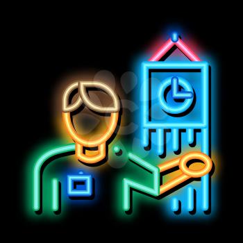 Guide near Big Ben neon light sign vector. Glowing bright icon Guide near Big Ben Sign. transparent symbol illustration