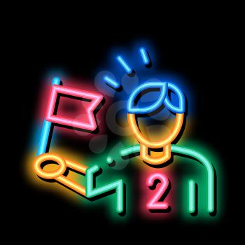 Check Mark Fan neon light sign vector. Glowing bright icon Check Mark Fan Sign. transparent symbol illustration