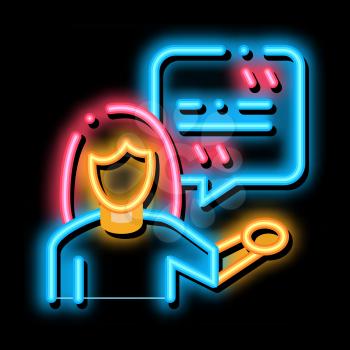 Actor Woman with Replica neon light sign vector. Glowing bright icon Actor Woman with Replica Sign. Isolated Contour Symbol Illustration