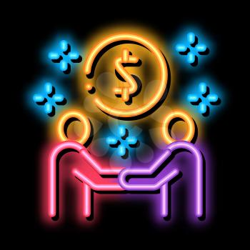 money making deal neon light sign vector. Glowing bright icon money making deal sign. transparent symbol illustration