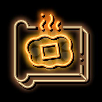 toast with melting butter neon light sign vector. Glowing bright icon toast with melting butter sign. transparent symbol illustration