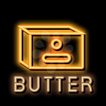 butter product neon light sign vector. Glowing bright icon butter product sign. transparent symbol illustration