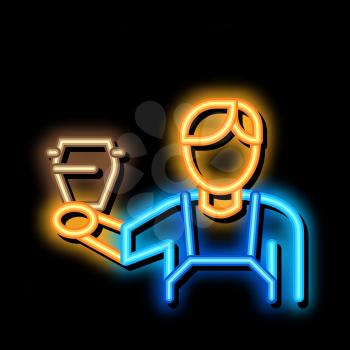 ready-made potter neon light sign vector. Glowing bright icon ready-made potter sign. transparent symbol illustration