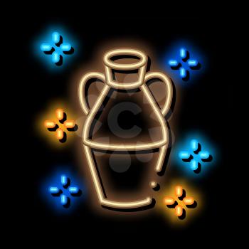 finished clay vase neon light sign vector. Glowing bright icon finished clay vase sign. transparent symbol illustration