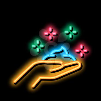hand cream neon light sign vector. Glowing bright icon hand cream sign. transparent symbol illustration