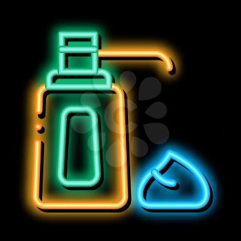 cream bottle neon light sign vector. Glowing bright icon cream bottle sign. transparent symbol illustration