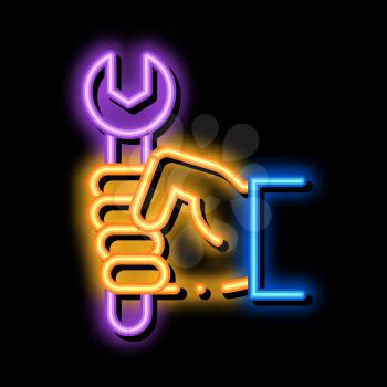 repairman neon light sign vector. Glowing bright icon repairman sign. transparent symbol illustration