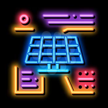 different actions of solar battery neon light sign vector. Glowing bright icon different actions of solar battery sign. transparent symbol illustration
