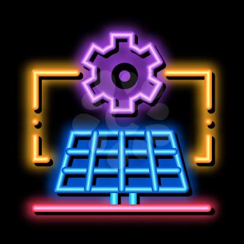 general solar setup neon light sign vector. Glowing bright icon general solar setup sign. transparent symbol illustration