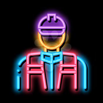 worker repairman neon light sign vector. Glowing bright icon worker repairman sign. transparent symbol illustration