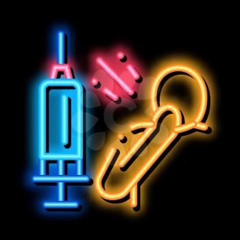 syringe man fear neon light sign vector. Glowing bright icon syringe man fear sign. transparent symbol illustration