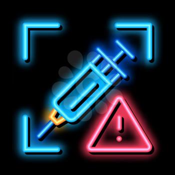 detection of injection problems neon light sign vector. Glowing bright icon detection of injection problems sign. transparent symbol illustration