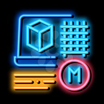 modeling of building materials neon light sign vector. Glowing bright icon modeling of building materials sign. transparent symbol illustration