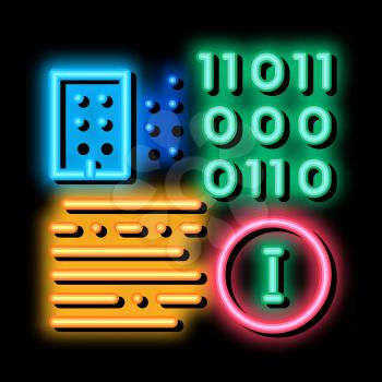 binary information neon light sign vector. Glowing bright icon binary information sign. transparent symbol illustration