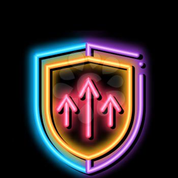 increased protection neon light sign vector. Glowing bright icon increased protection sign. transparent symbol illustration