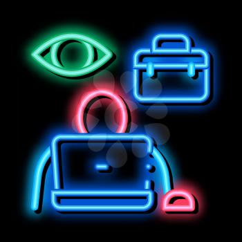 employee supervision neon light sign vector. Glowing bright icon employee supervision sign. transparent symbol illustration