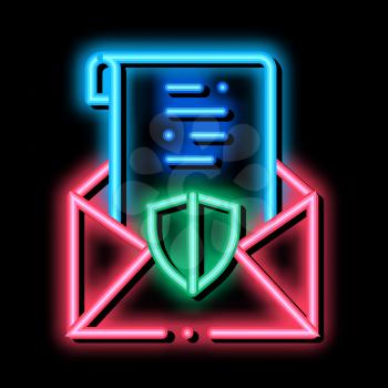 protected letter neon light sign vector. Glowing bright icon protected letter sign. transparent symbol illustration