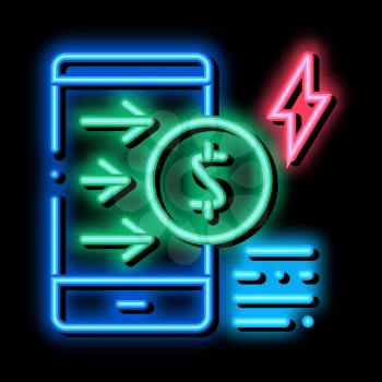 money transfer phone neon light sign vector. Glowing bright icon money transfer phone sign. transparent symbol illustration