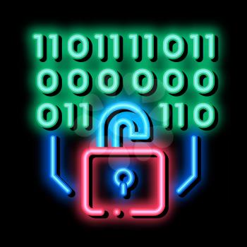 binary security code neon light sign vector. Glowing bright icon binary security code sign. transparent symbol illustration