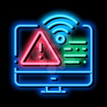wifi error neon light sign vector. Glowing bright icon wifi error sign. transparent symbol illustration