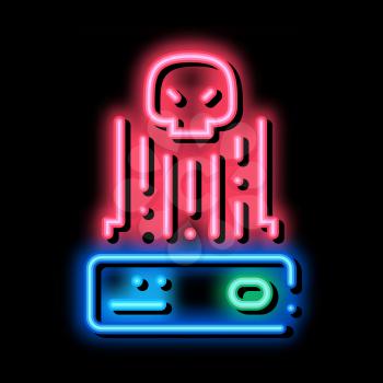 hacker control neon light sign vector. Glowing bright icon hacker control sign. transparent symbol illustration