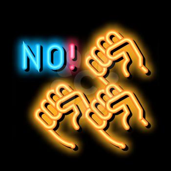 mutual protest of people neon light sign vector. Glowing bright icon mutual protest of people sign. transparent symbol illustration