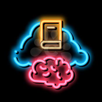 book cloud neon light sign vector. Glowing bright icon book cloud sign. transparent symbol illustration