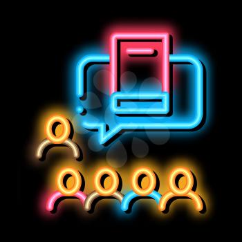 literary community neon light sign vector. Glowing bright icon literary community sign. transparent symbol illustration