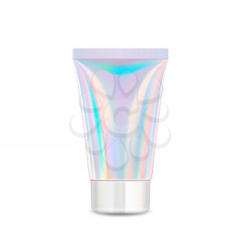 Cream Cosmetic Glossy Blank Tube Package Vector. Hygiene Moisturizing Lotion Tube Container With Cap. Health Care Gel Product Packaging Beauty Treatment Template Realistic 3d Illustration