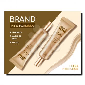 Cream New Formula Creative Promotion Poster Vector. Natural Skin Care Blank Tubes Packages On Advertising Banner. Healthcare Treatment Creamy Cosmetic Style Concept Template Illustration